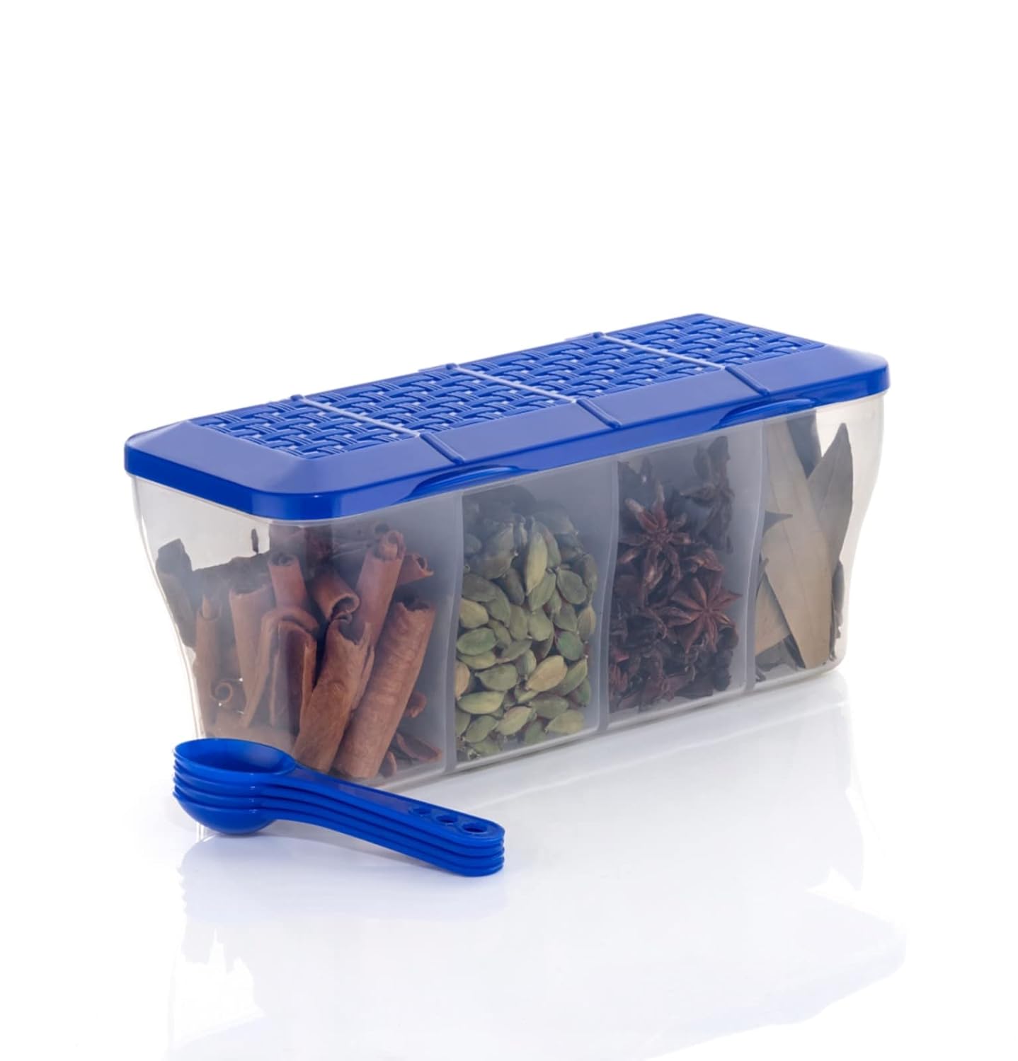 4-in-1 Spice Vault with Measuring Spoons and Airtight Lid